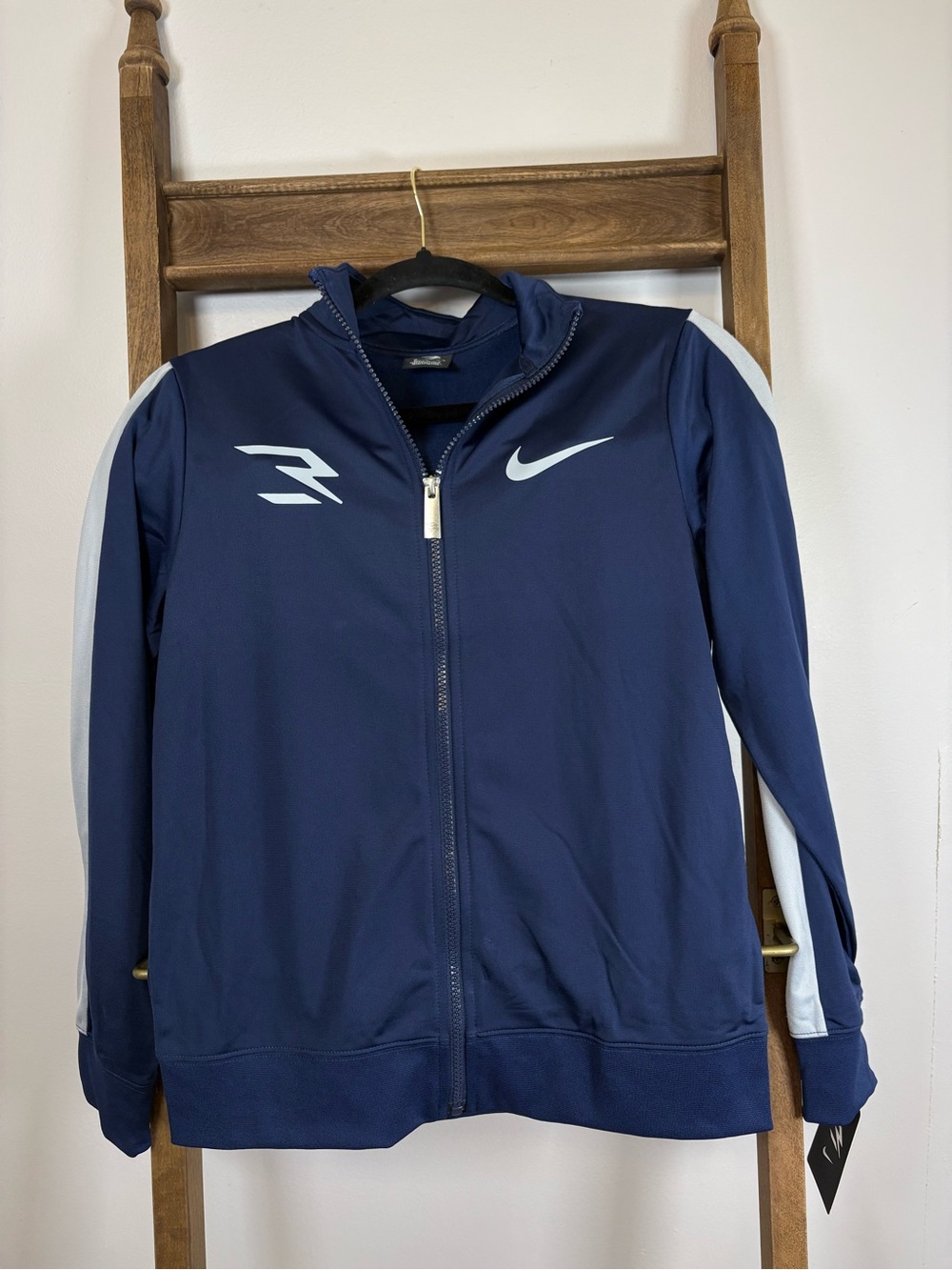 Nike Bots Sz M Navy Blue Performance Full-Zip Jacket with White Accents